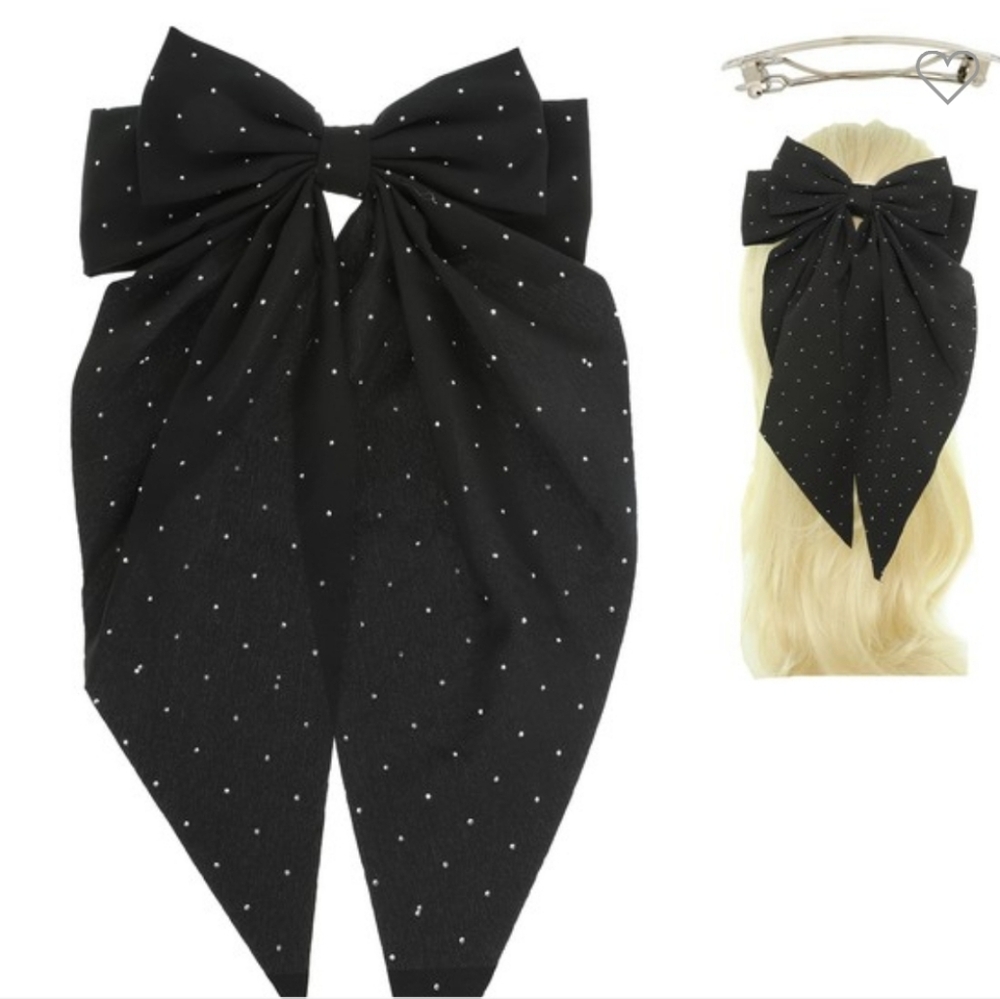 Rhinestone Embellished Bow Hair Clip